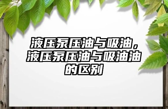 液壓泵壓油與吸油，液壓泵壓油與吸油油的區(qū)別