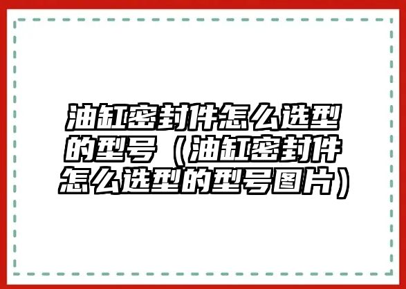 油缸密封件怎么選型的型號（油缸密封件怎么選型的型號圖片）