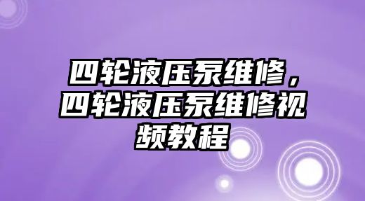 四輪液壓泵維修，四輪液壓泵維修視頻教程