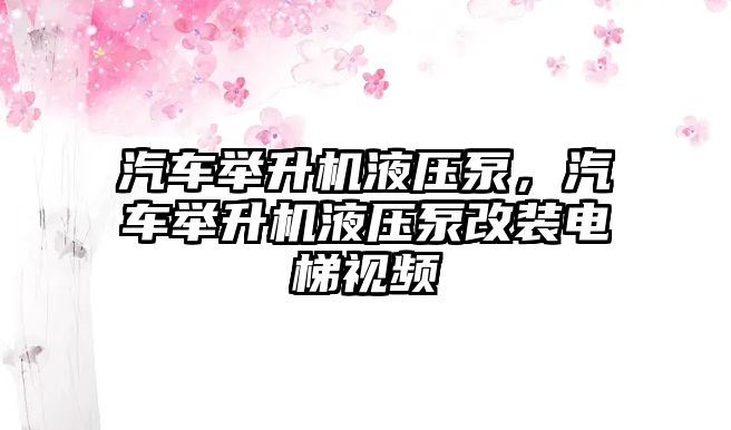 汽車舉升機液壓泵，汽車舉升機液壓泵改裝電梯視頻