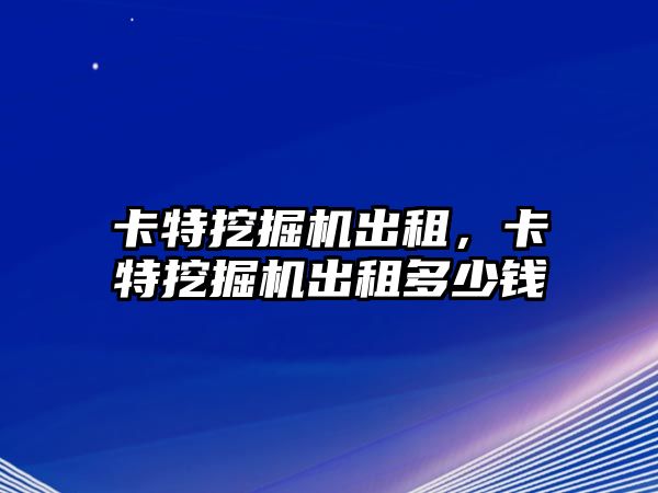 卡特挖掘機(jī)出租，卡特挖掘機(jī)出租多少錢