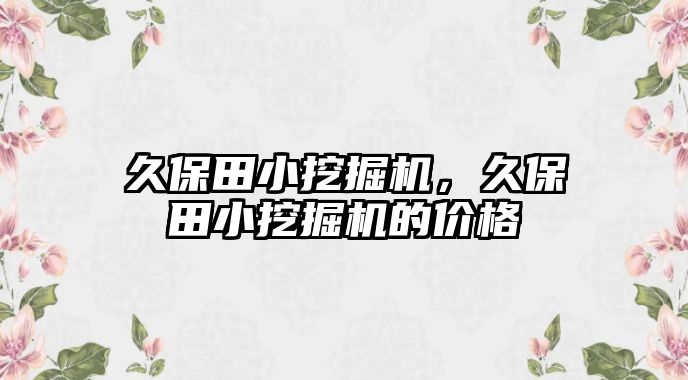 久保田小挖掘機，久保田小挖掘機的價格