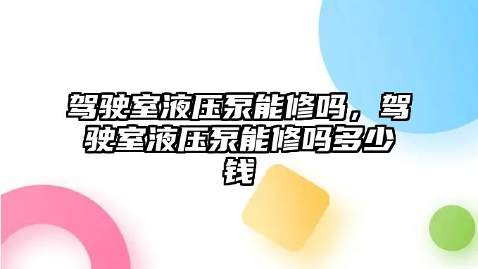 駕駛室液壓泵能修嗎，駕駛室液壓泵能修嗎多少錢