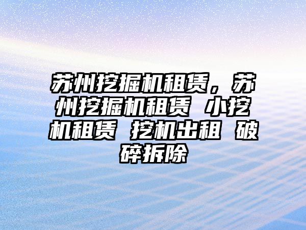 蘇州挖掘機租賃，蘇州挖掘機租賃 小挖機租賃 挖機出租 破碎拆除