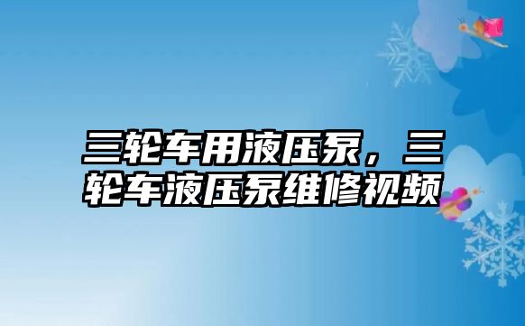 三輪車用液壓泵，三輪車液壓泵維修視頻