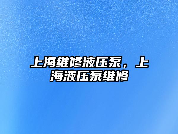 上海維修液壓泵，上海液壓泵維修