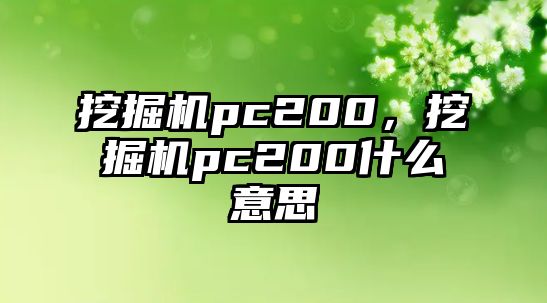 挖掘機(jī)pc200，挖掘機(jī)pc200什么意思