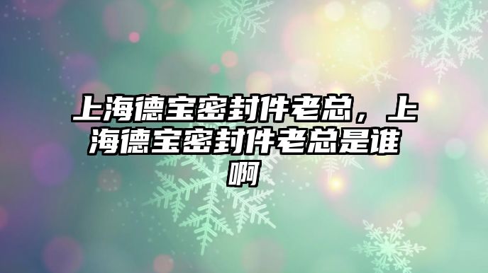 上海德寶密封件老總，上海德寶密封件老總是誰啊