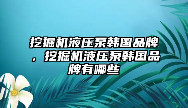 挖掘機(jī)液壓泵韓國品牌，挖掘機(jī)液壓泵韓國品牌有哪些