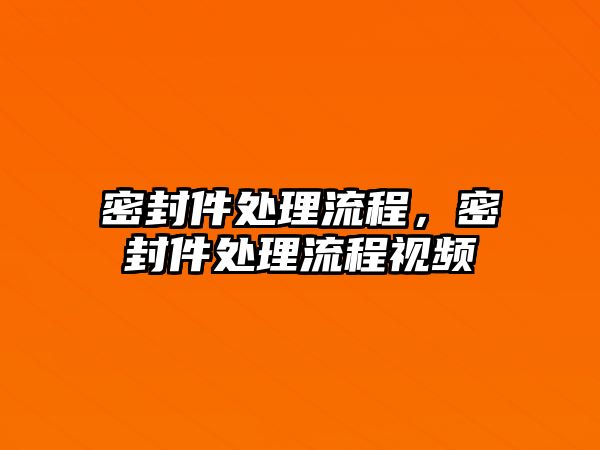 密封件處理流程，密封件處理流程視頻