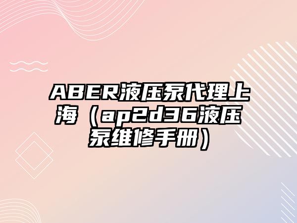 ABER液壓泵代理上海（ap2d36液壓泵維修手冊）