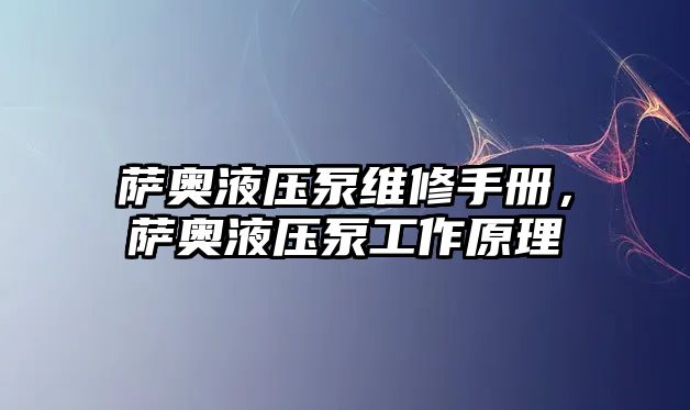 薩奧液壓泵維修手冊，薩奧液壓泵工作原理