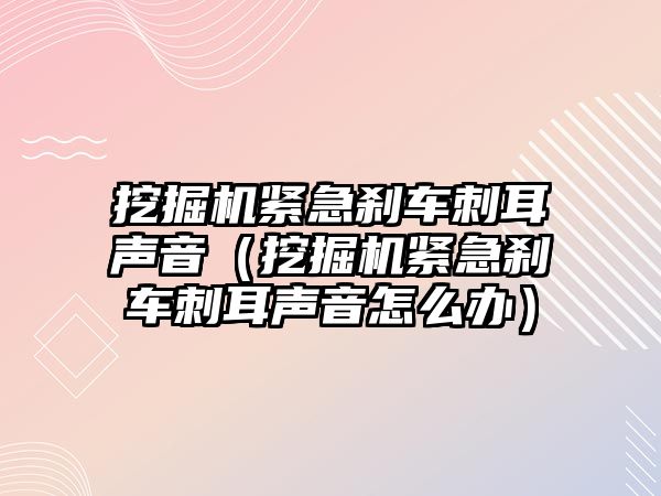 挖掘機緊急剎車刺耳聲音（挖掘機緊急剎車刺耳聲音怎么辦）