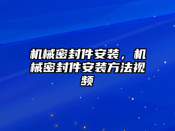 機(jī)械密封件安裝，機(jī)械密封件安裝方法視頻