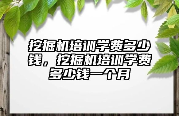 挖掘機培訓學費多少錢，挖掘機培訓學費多少錢一個月