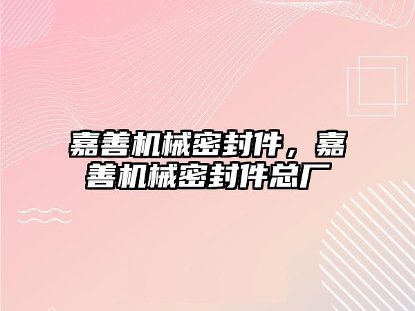 嘉善機械密封件，嘉善機械密封件總廠