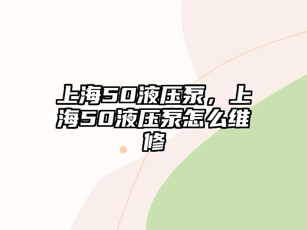 上海50液壓泵，上海50液壓泵怎么維修