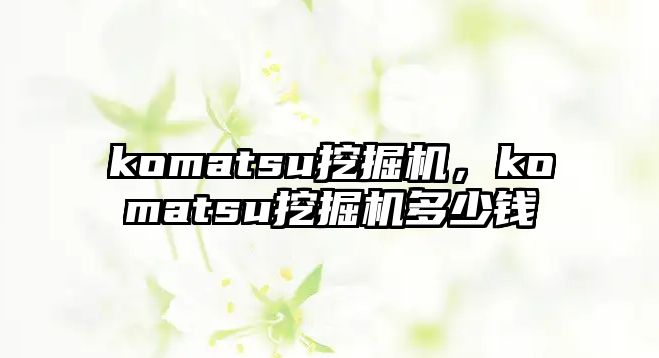 komatsu挖掘機，komatsu挖掘機多少錢