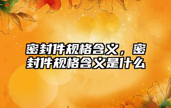 密封件規(guī)格含義，密封件規(guī)格含義是什么