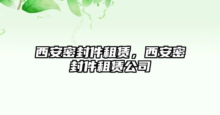 西安密封件租賃，西安密封件租賃公司