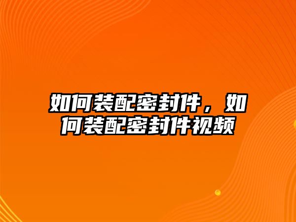 如何裝配密封件，如何裝配密封件視頻