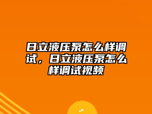 日立液壓泵怎么樣調(diào)試，日立液壓泵怎么樣調(diào)試視頻