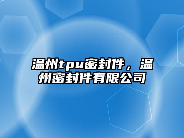 溫州tpu密封件，溫州密封件有限公司