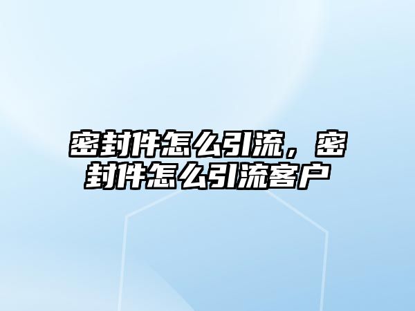 密封件怎么引流，密封件怎么引流客戶