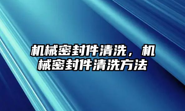 機(jī)械密封件清洗，機(jī)械密封件清洗方法