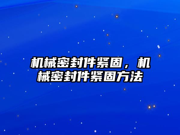 機械密封件緊固，機械密封件緊固方法