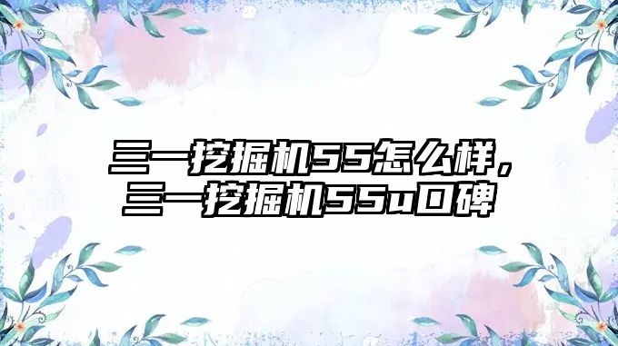 三一挖掘機55怎么樣，三一挖掘機55u口碑