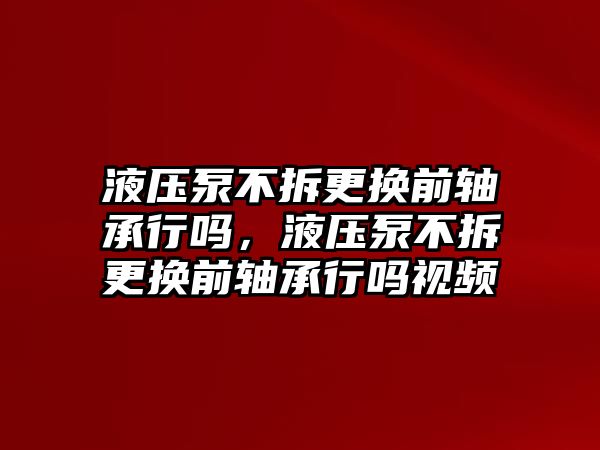 液壓泵不拆更換前軸承行嗎，液壓泵不拆更換前軸承行嗎視頻