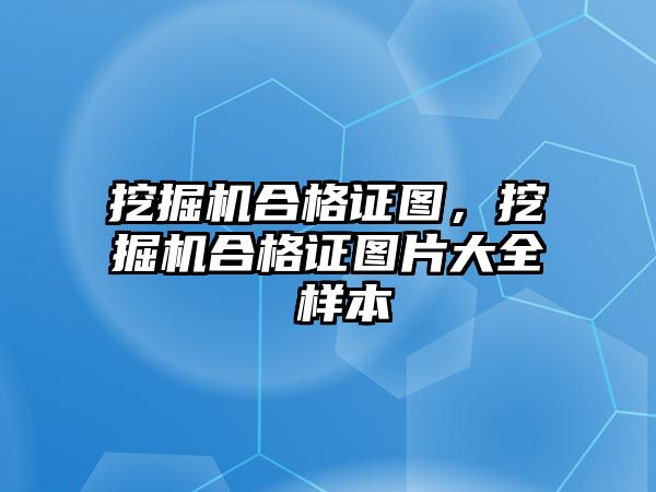 挖掘機合格證圖，挖掘機合格證圖片大全 樣本