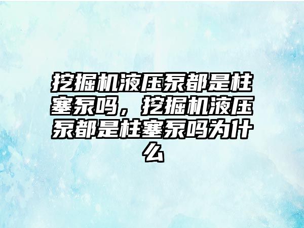 挖掘機液壓泵都是柱塞泵嗎，挖掘機液壓泵都是柱塞泵嗎為什么