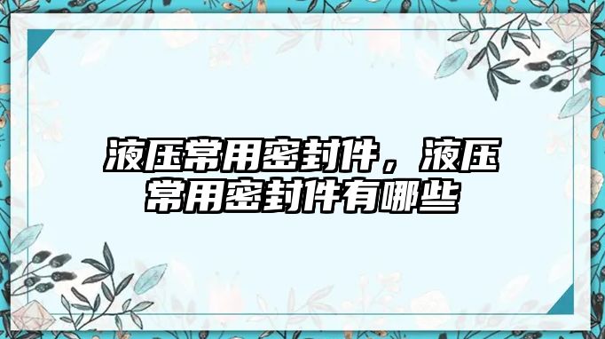 液壓常用密封件，液壓常用密封件有哪些