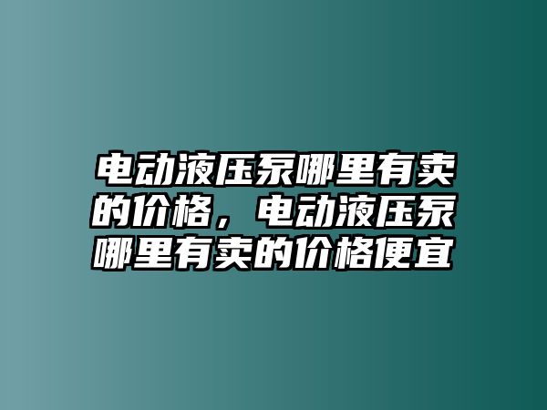 電動液壓泵哪里有賣的價格，電動液壓泵哪里有賣的價格便宜