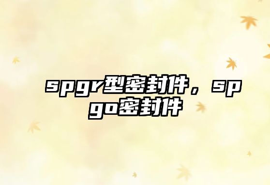 spgr型密封件，spgo密封件